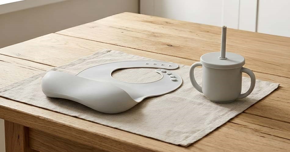 Silikonsmekke og babykopp med sugerør